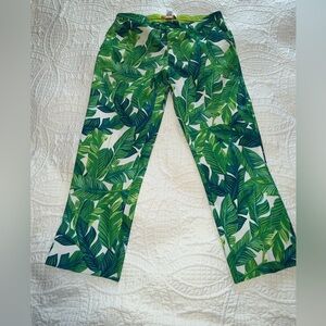 Shinesty Men's Golf Pants Loud Leaf Graphic Print Green White  Size 38 X 36  EUC